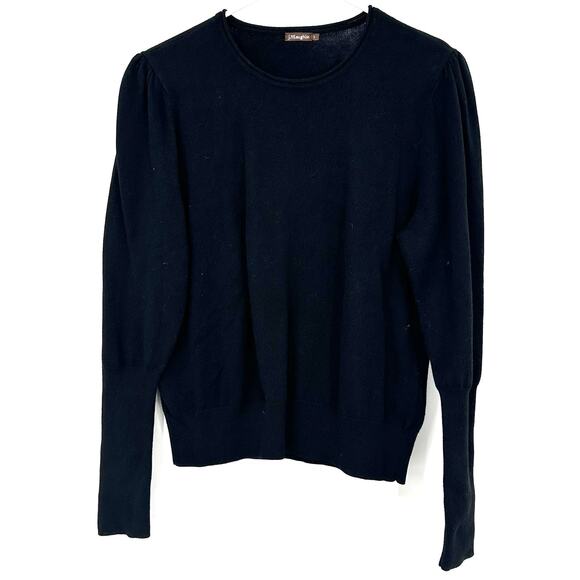 J. McLaughlin Size Large Pullover Sweater Black Cotton Blend Crew‎ Neck Top - Picture 1 of 5